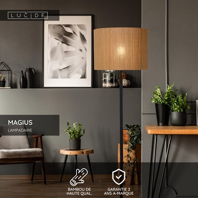 Lucide MAGIUS - Lampadaire - Ø 42 cm - 1xE27 - Naturel